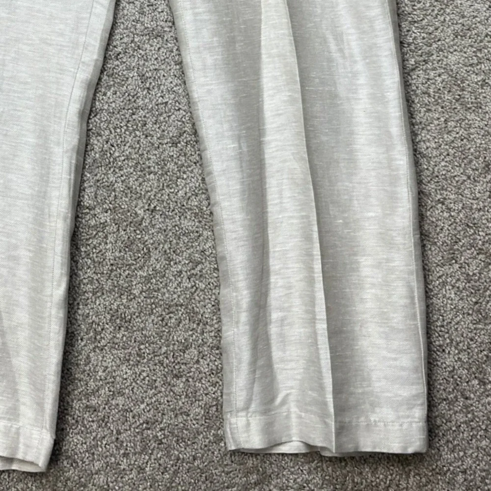 Perry Ellis Linen Blend Pants Mens 38x32 Beige Straight Leg Drawstring Twill EUC